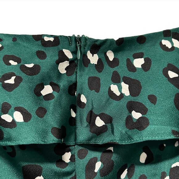 NEVER FULLY DRESSED Georgia Mini Dress - EUC - Small - green leopard -‎ ruffles - Picture 6 of 9